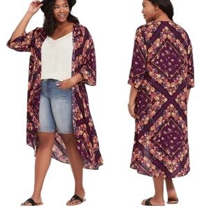 Torrid purple orange floral kimono plus size 1x2x